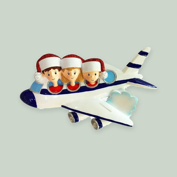 Vacation Family of 3 Personalized Christmas Ornament