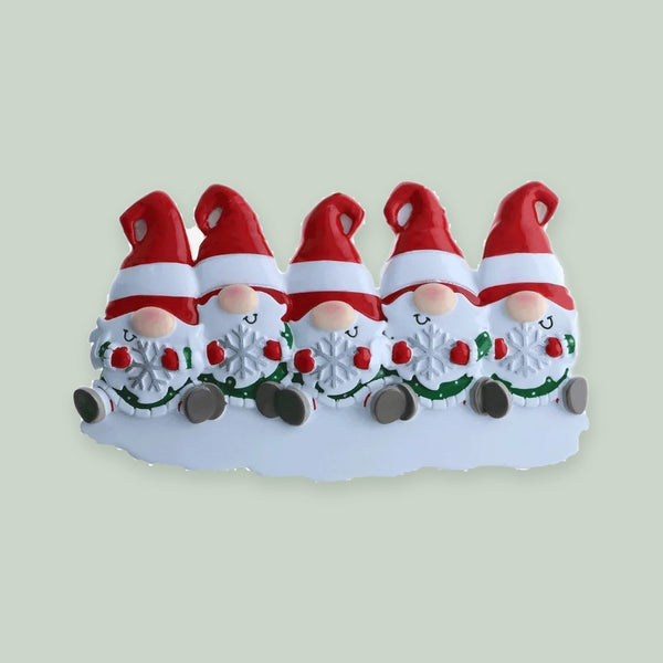 Gnome Family of 5 Personalized Ornament