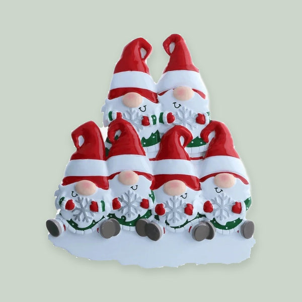 Gnome Family of 6 Personalized Ornament