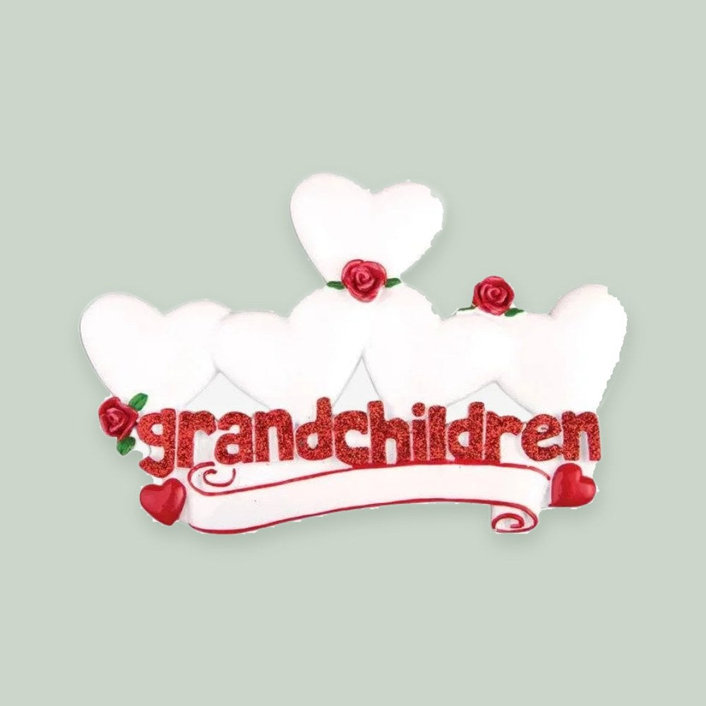 Grandchildren with 5 Hearts Personalized Christmas Ornament