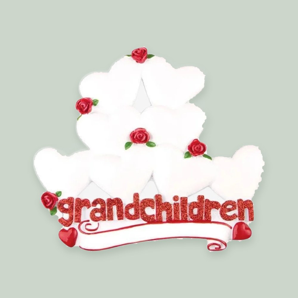 Grandchildren with 8 Hearts Personalized Christmas Ornament