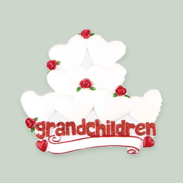 Grandchildren with 8 Hearts Personalized Christmas Ornament