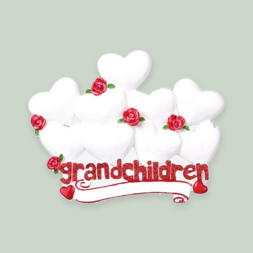 Grandchildren with 9 Hearts Personalized Christmas Ornament