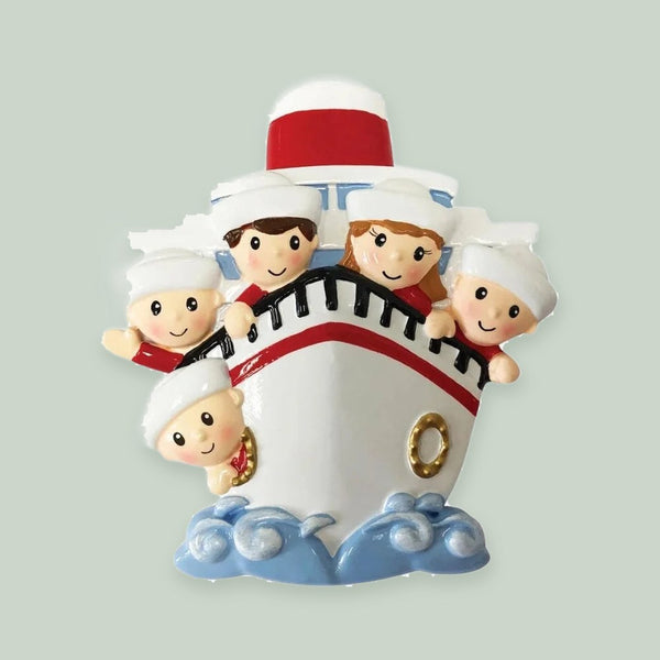 Family of 5 On A Cruise Ship Personalized Christmas Ornament