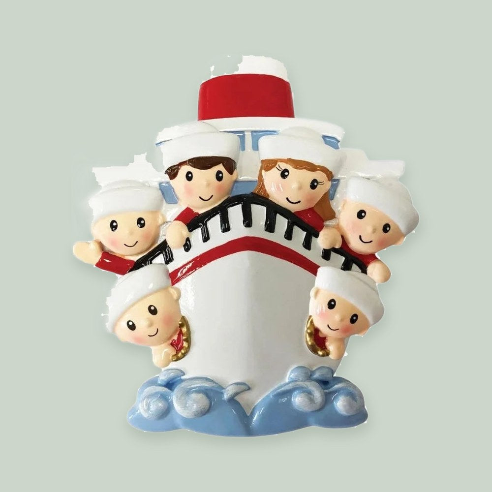 Family of 6 On A Cruise Ship Personalized Christmas Ornament