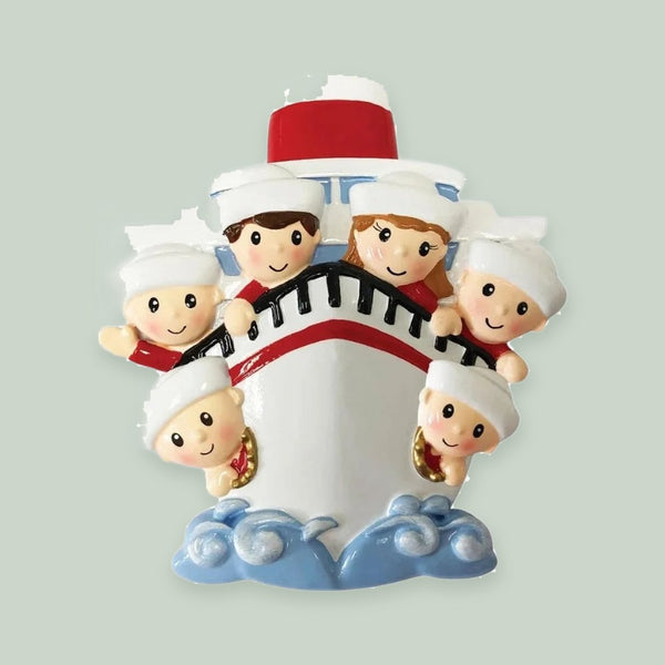 Family of 6 On A Cruise Ship Personalized Christmas Ornament