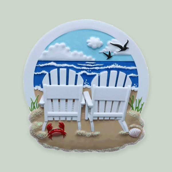 Beach Chairs Family of 2 Personalized Christmas Ornament