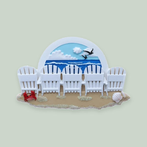 Beach Chairs Family of 5 Personalized Christmas Ornament