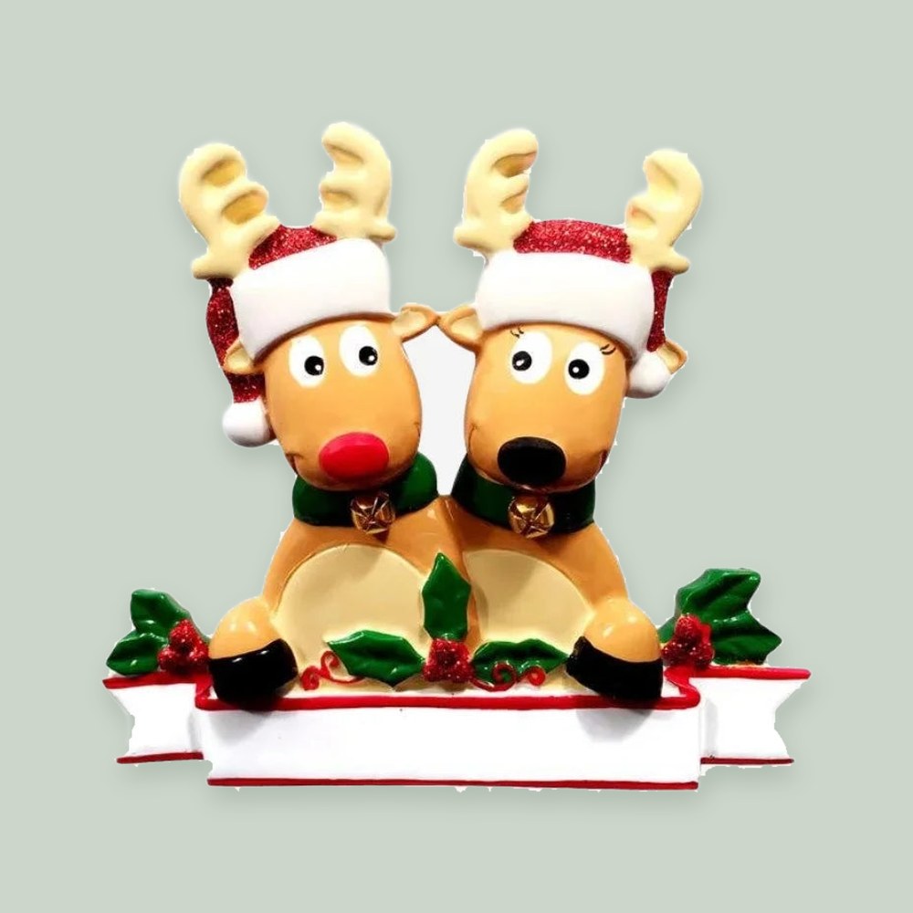 New Reindeer Family (couple) Christmas Ornament