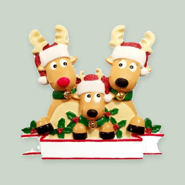 New Reindeer (family of 3) Christmas Ornament