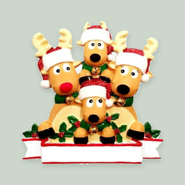 New Reindeer (family of 4) Christmas Ornament