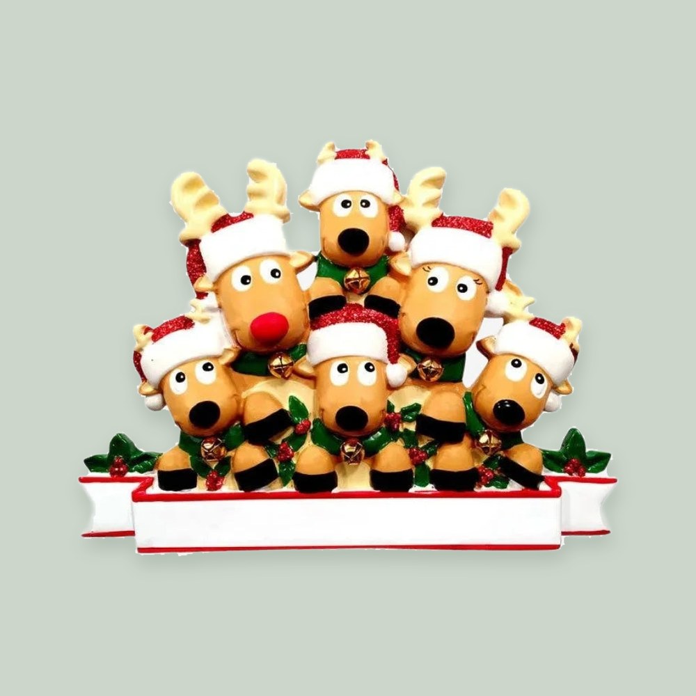 New Reindeer (family of 6) Christmas Ornament
