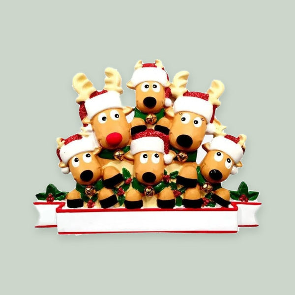 New Reindeer (family of 6) Christmas Ornament