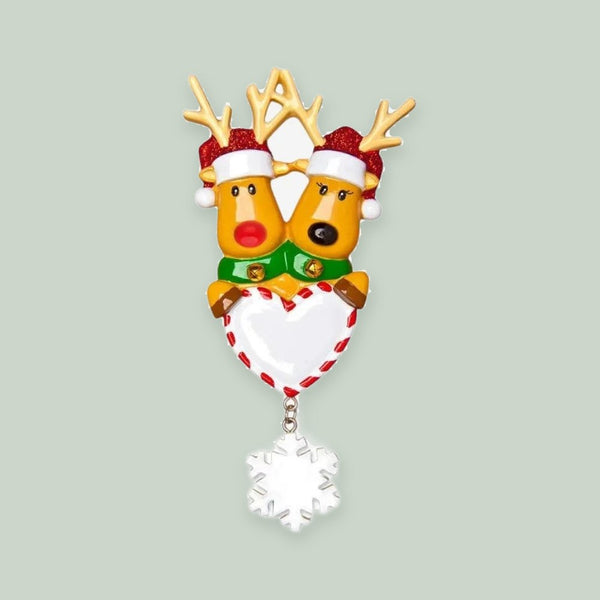 New Reindeer Couple Personalized Christmas Ornament