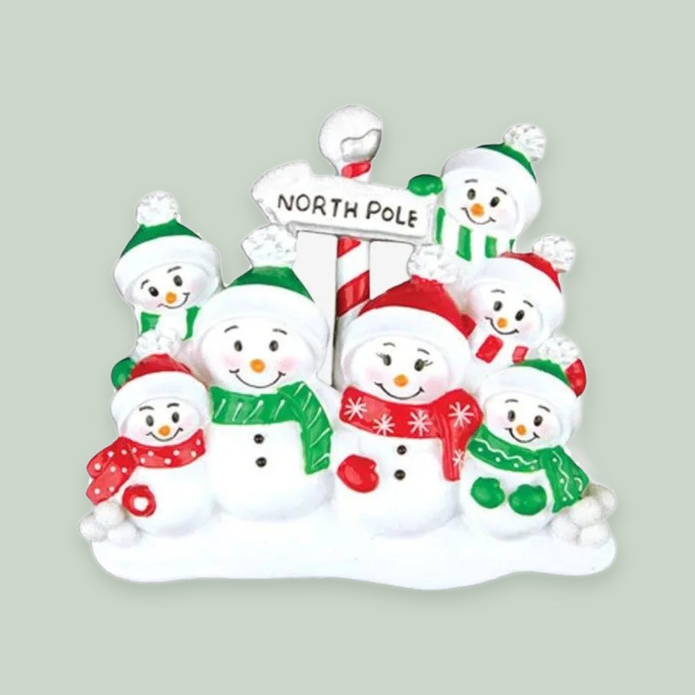 North Pole Family of 7 Personalized Christmas Ornament