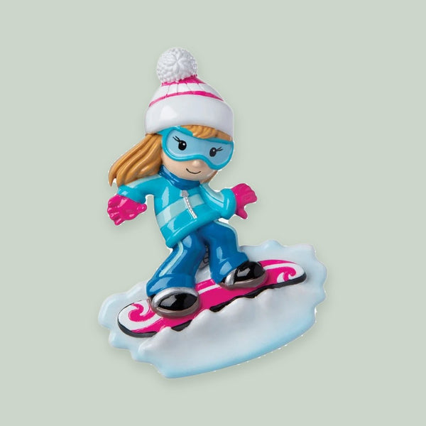 Snowboarder Girl Personalized Christmas Ornament
