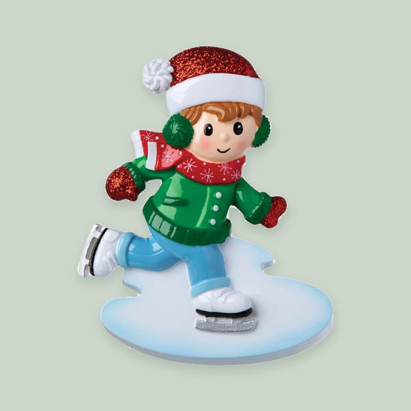 Ice Skater Boy Personalized Christmas Ornament