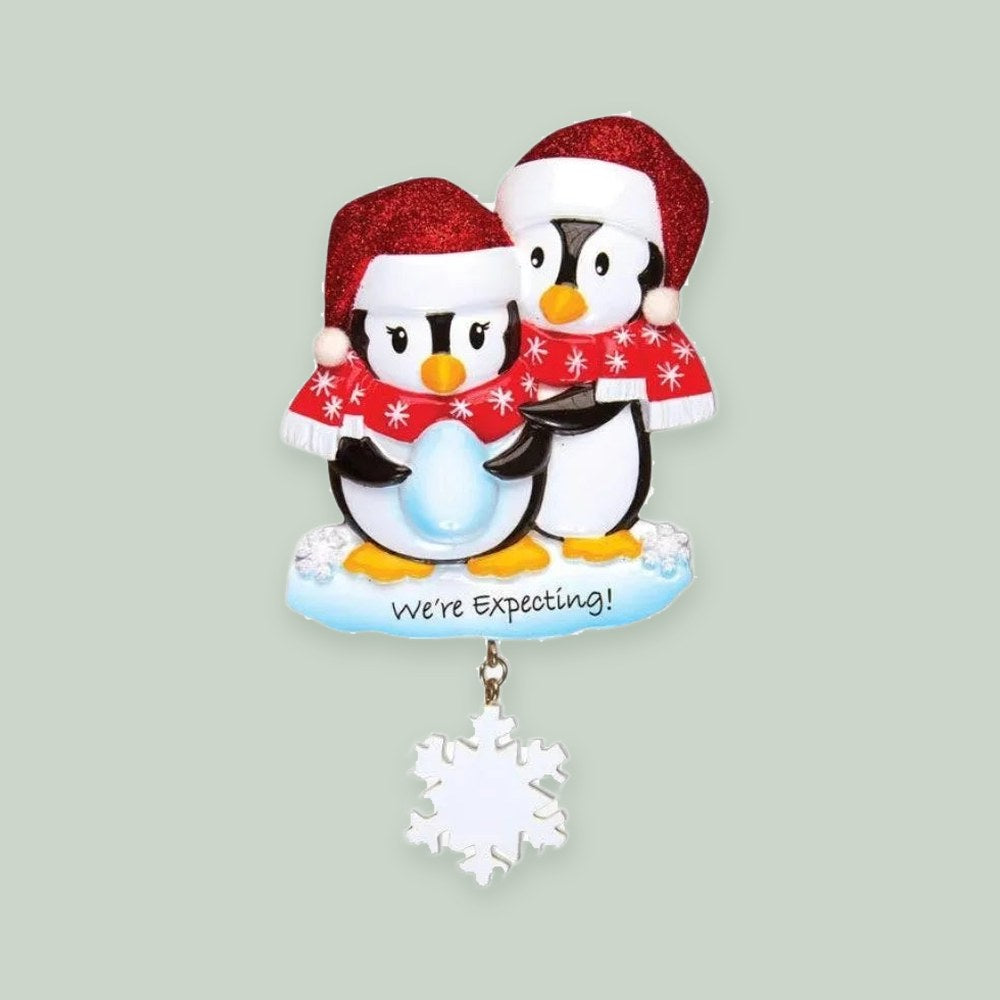 We’re Expecting Penguins Personalized Christmas Ornament
