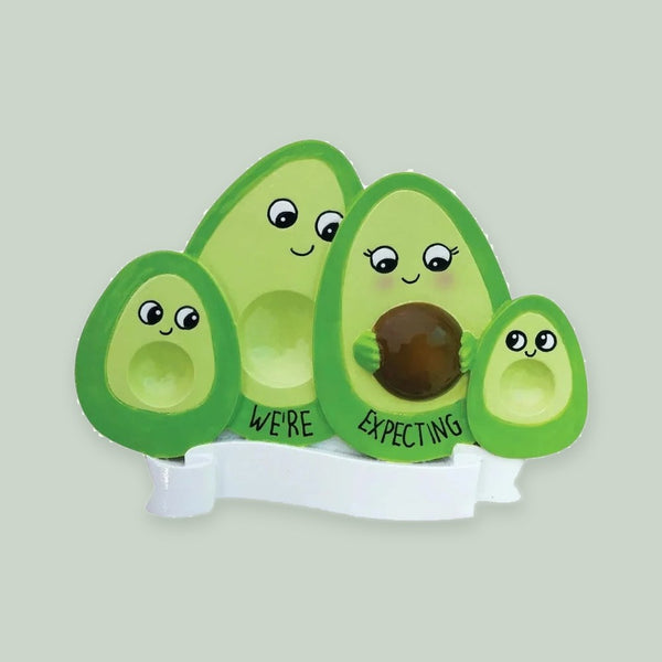 Avocado Family Expecting with 4 Personalized Christmas Ornament