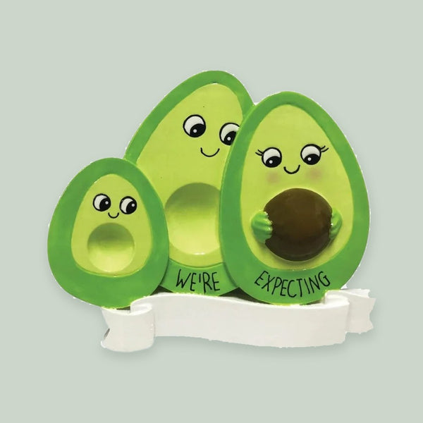 Avocado Family Expecting with 3 Personalized Christmas Ornament