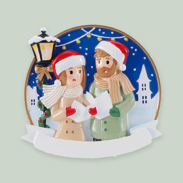 Caroling Couple Personalized Christmas Ornament