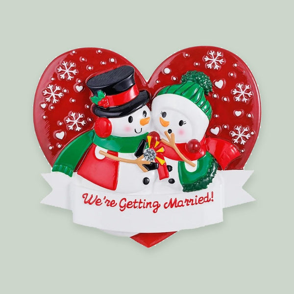 Snowman Engagement Personalized Christmas Ornament
