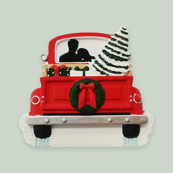 Red Truck Couple Personalized Christmas Ornament
