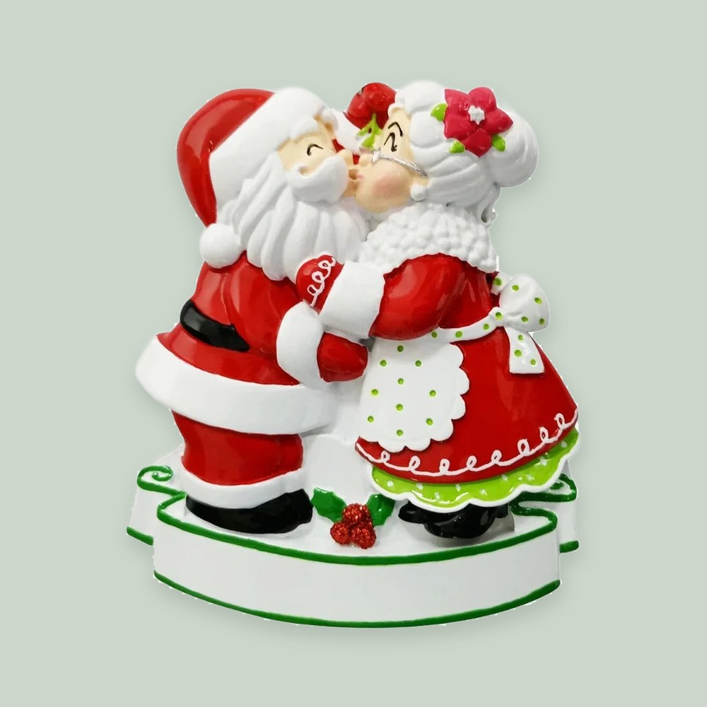 Mr. and Mrs. Clause Kissing Personalized Christmas Ornament