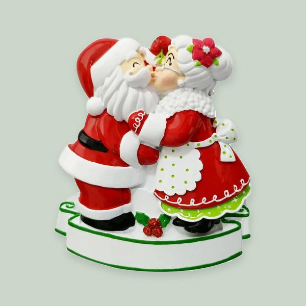 Mr. and Mrs. Clause Kissing Personalized Christmas Ornament