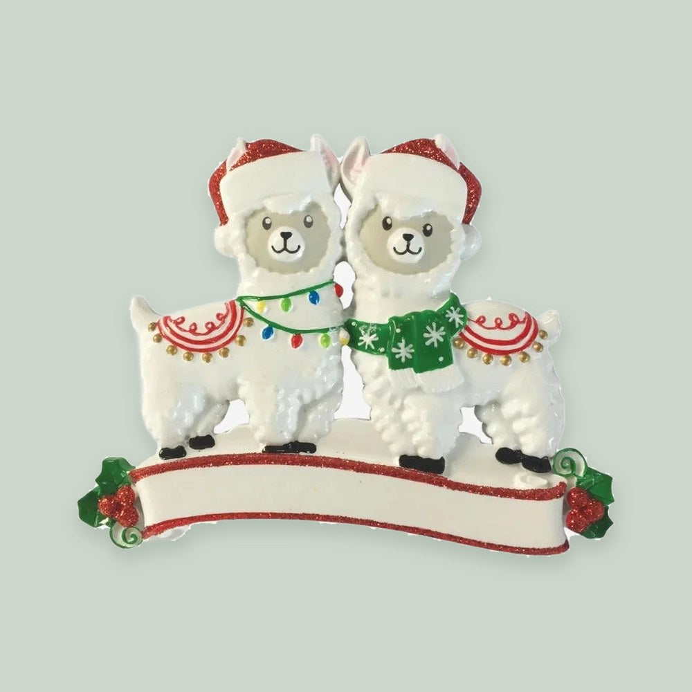 Llama Family of 2 Personalized Christmas Ornament