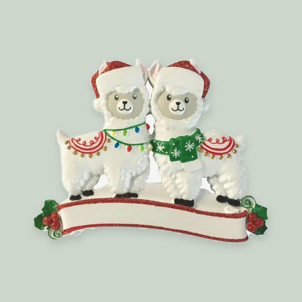 Llama Family of 2 Personalized Christmas Ornament