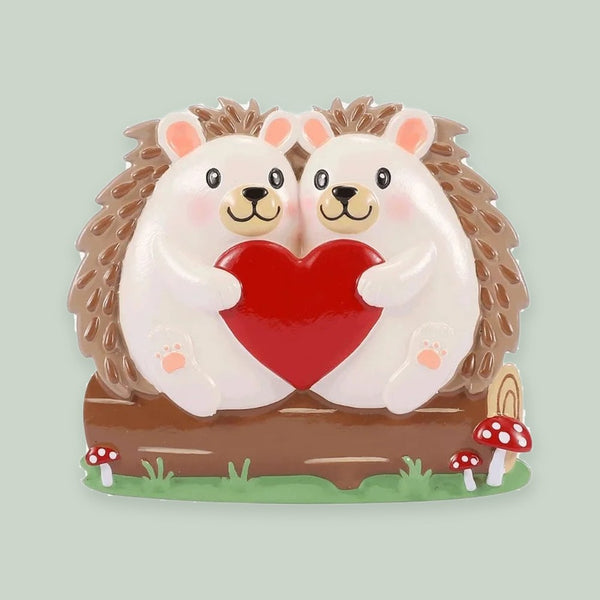 Hedgehog Family of 2 Personalized Christmas Ornament