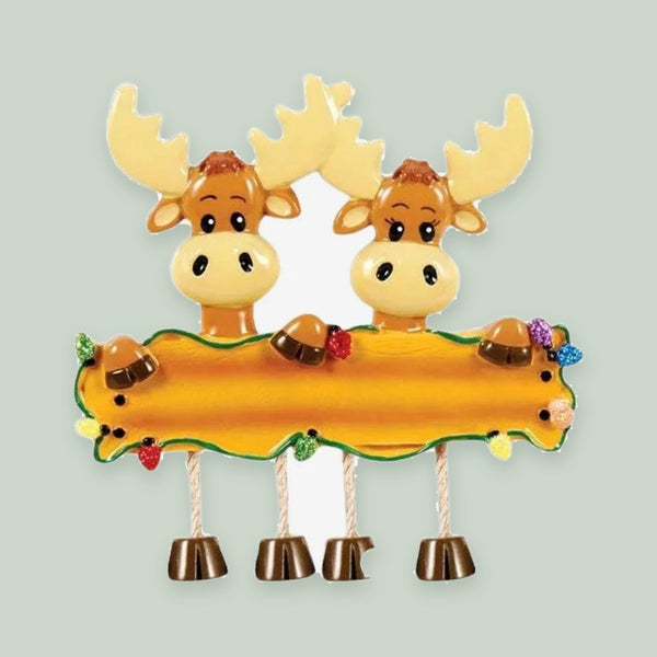 Moose Family Of 2 Personalized Christmas Ornament