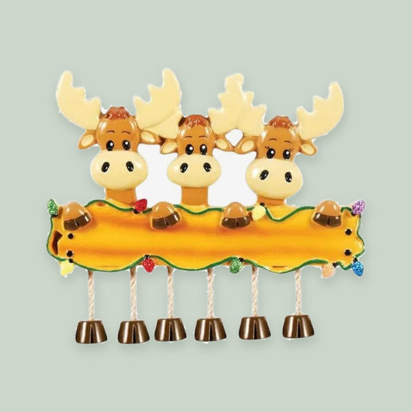 Moose Family Of 3 Personalized Christmas Ornament