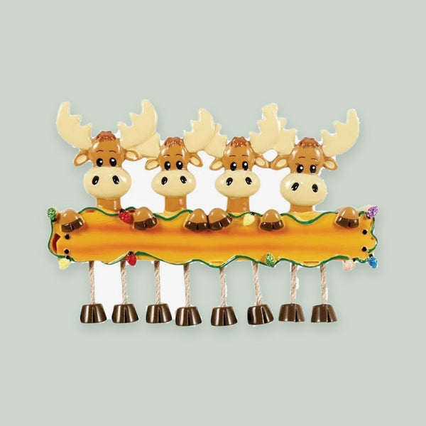 Moose Family Of 4 Personalized Christmas Ornament