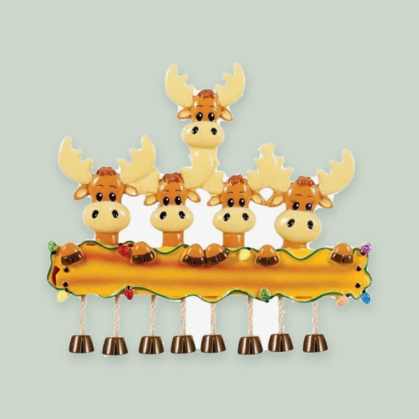 Moose Family Of 5 Personalized Christmas Ornament