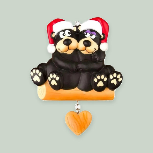 Black Bear Family – Couple Personalized Christmas Ornament