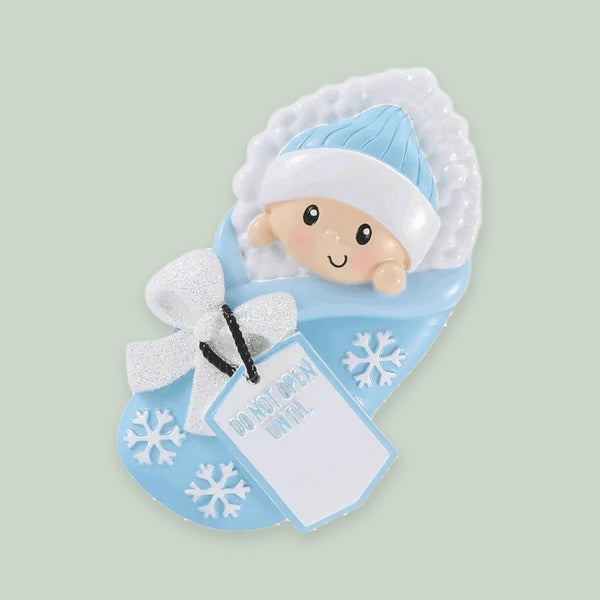 Do Not Open Until (Blue) Personalized Christmas Ornament