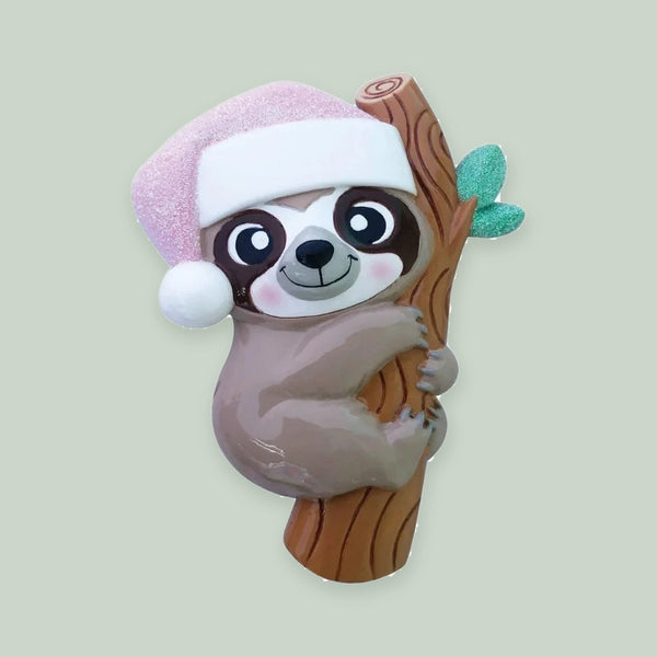 Baby Sloth (Pink) Personalized Christmas Ornament