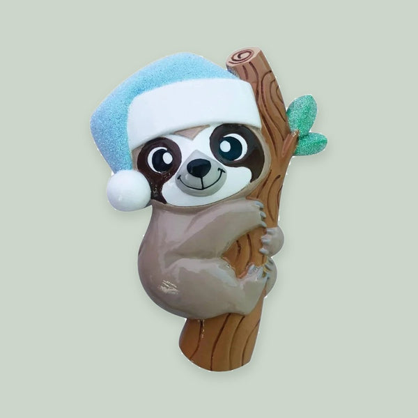 Baby Sloth (Blue) Personalized Christmas Ornament