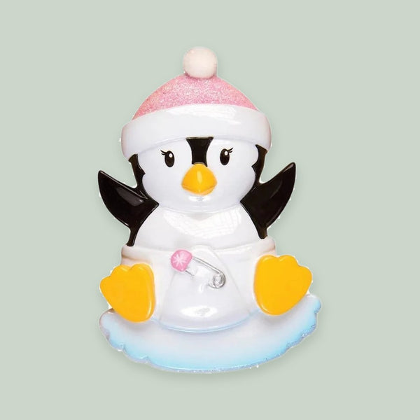 Baby Penguin Girl Personalized Christmas Ornament