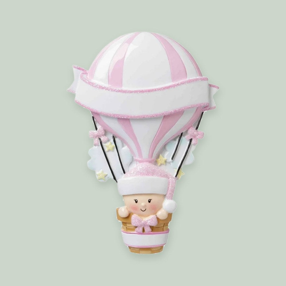 Hot Air Balloon (Pink) Personalized Christmas Ornament