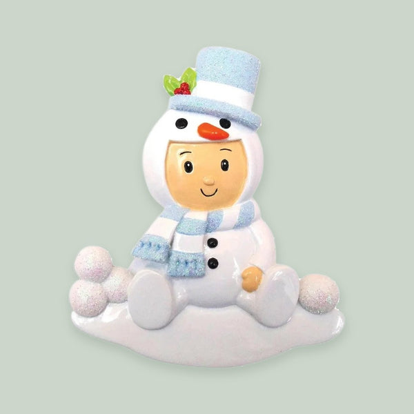Snowman Baby Boy Personalized Christmas Ornament
