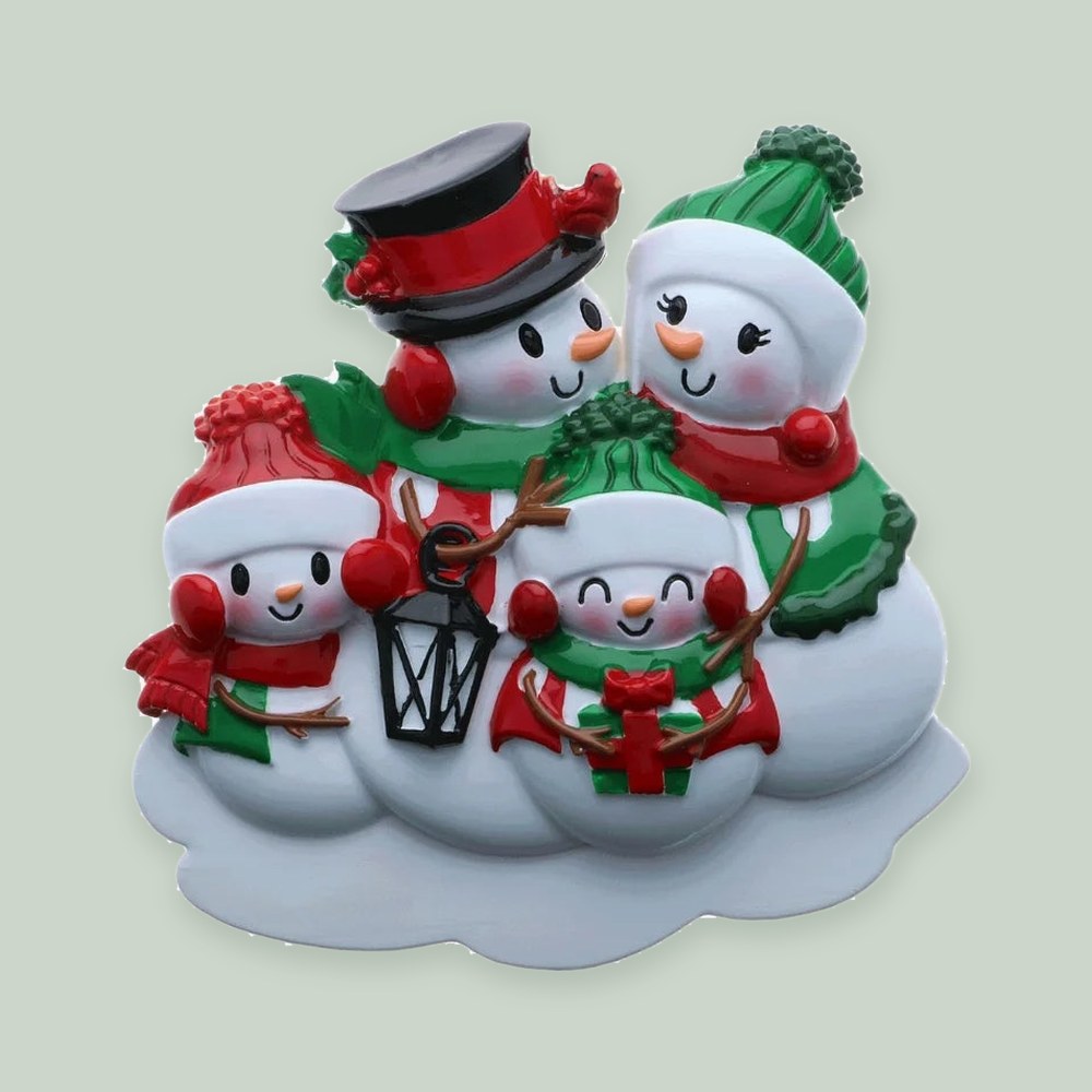 Snowman Family of 4 Personalized Christmas Ornament