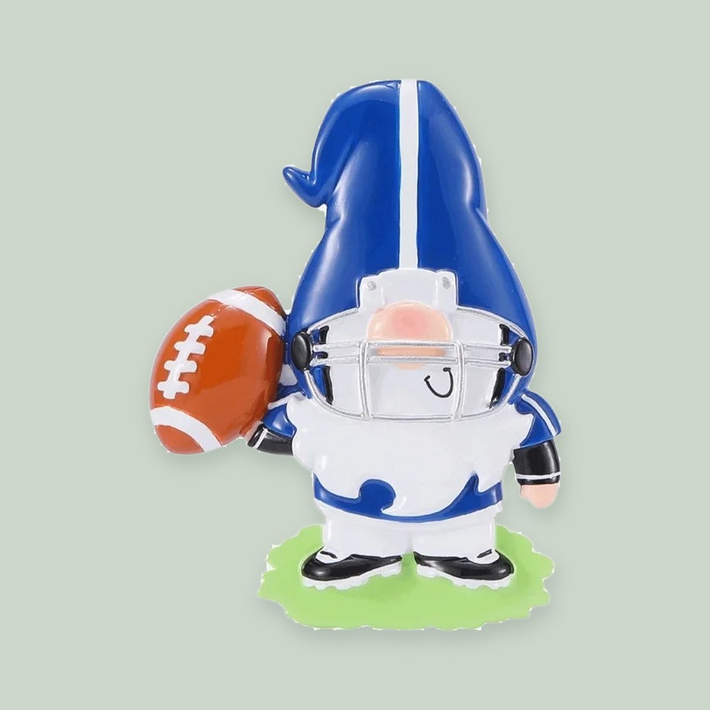 Gnome Football Player Personalized Christmas Ornament