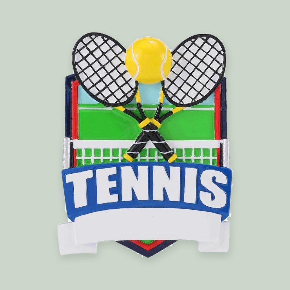 Tennis Shield Personalized Christmas Ornament