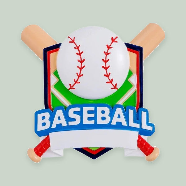 New Baseball Shield Personalized Christmas Ornament