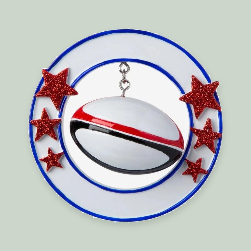 3D Rugby Ball Personalized Christmas Ornament