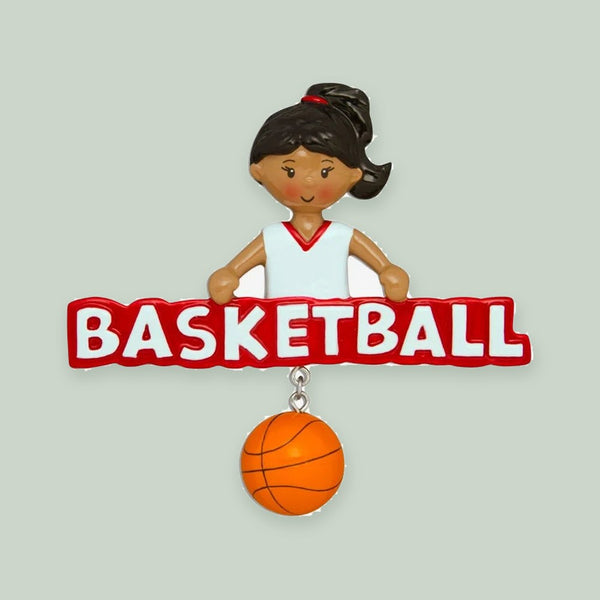 Basketball Girl (African-American) Personalized Christmas Ornament