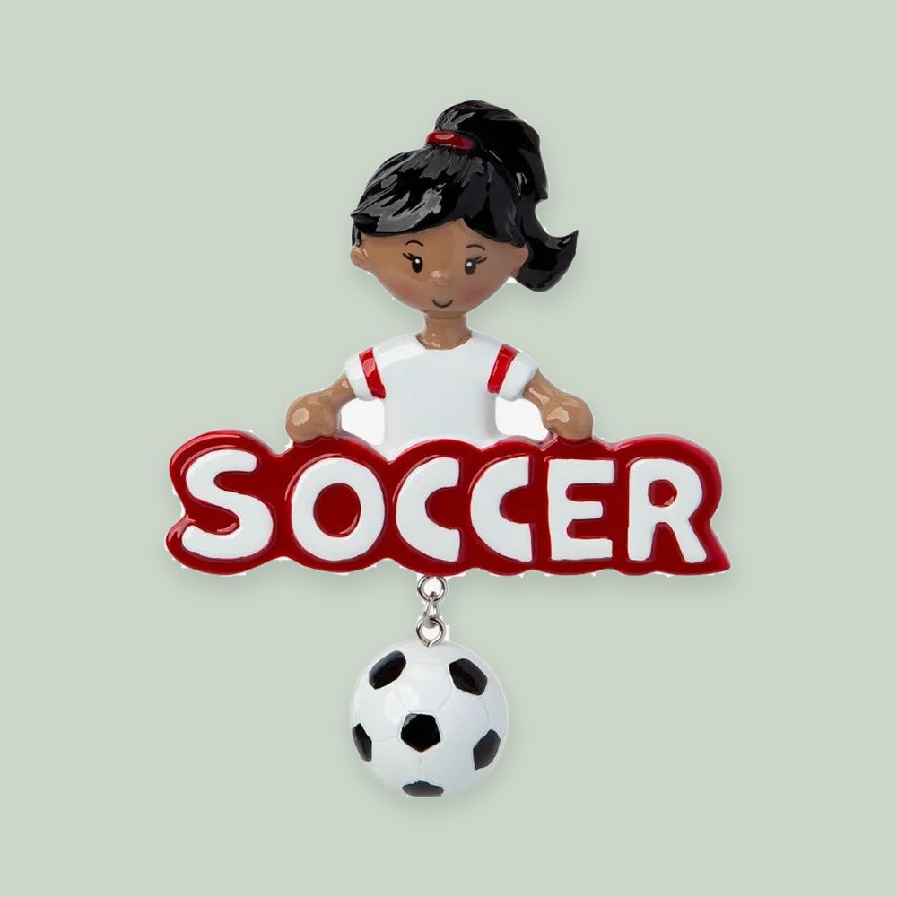 Soccer Girl (African-American) Personalized Christmas Ornament